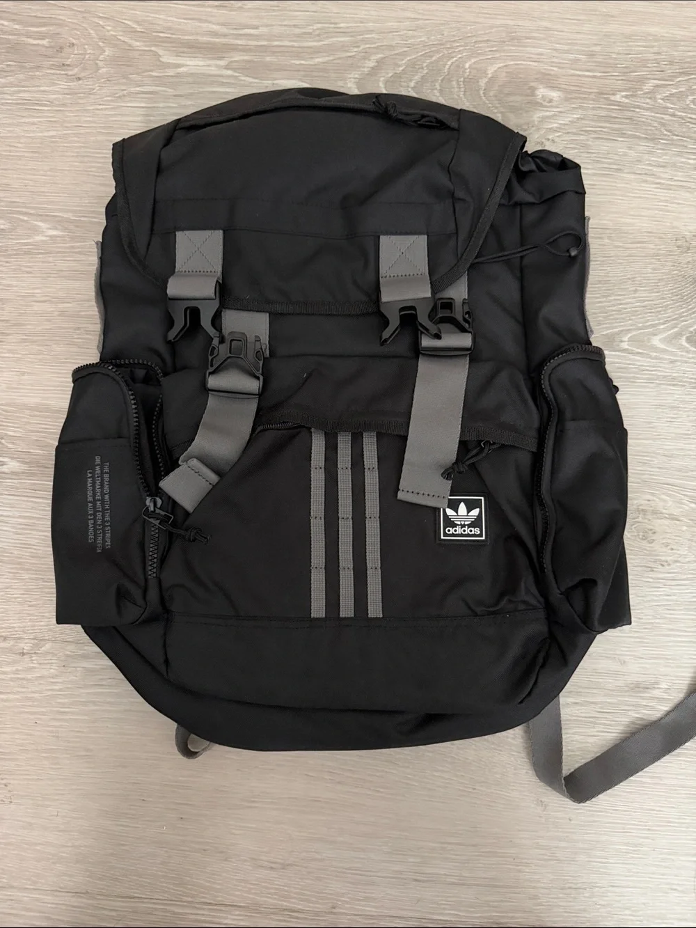 adidas Black Backpack with Gray Accents and Trefoil Patch
